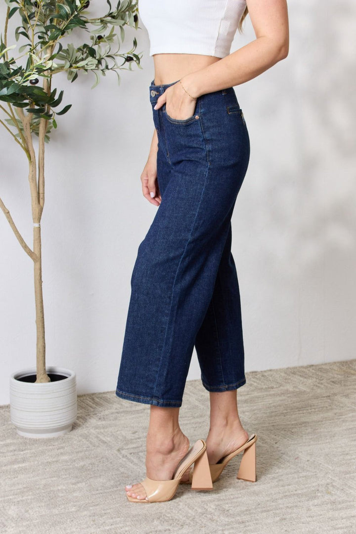 Judy Blue - Cropped Wide Leg Tummy Control Jeans - Inspired Eye Boutique