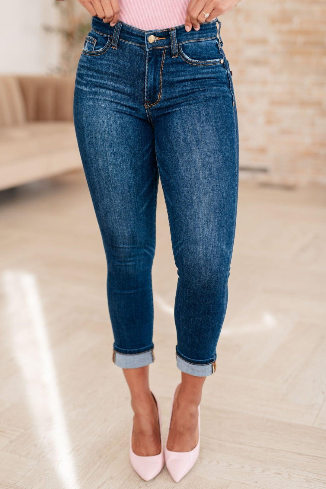 Judy Blue Cuffed Skinny Jeans - Inspired Eye Boutique