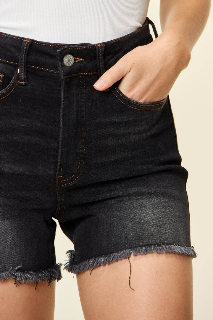 Judy Blue - Denim High Waisted Shorts Black - Inspired Eye Boutique