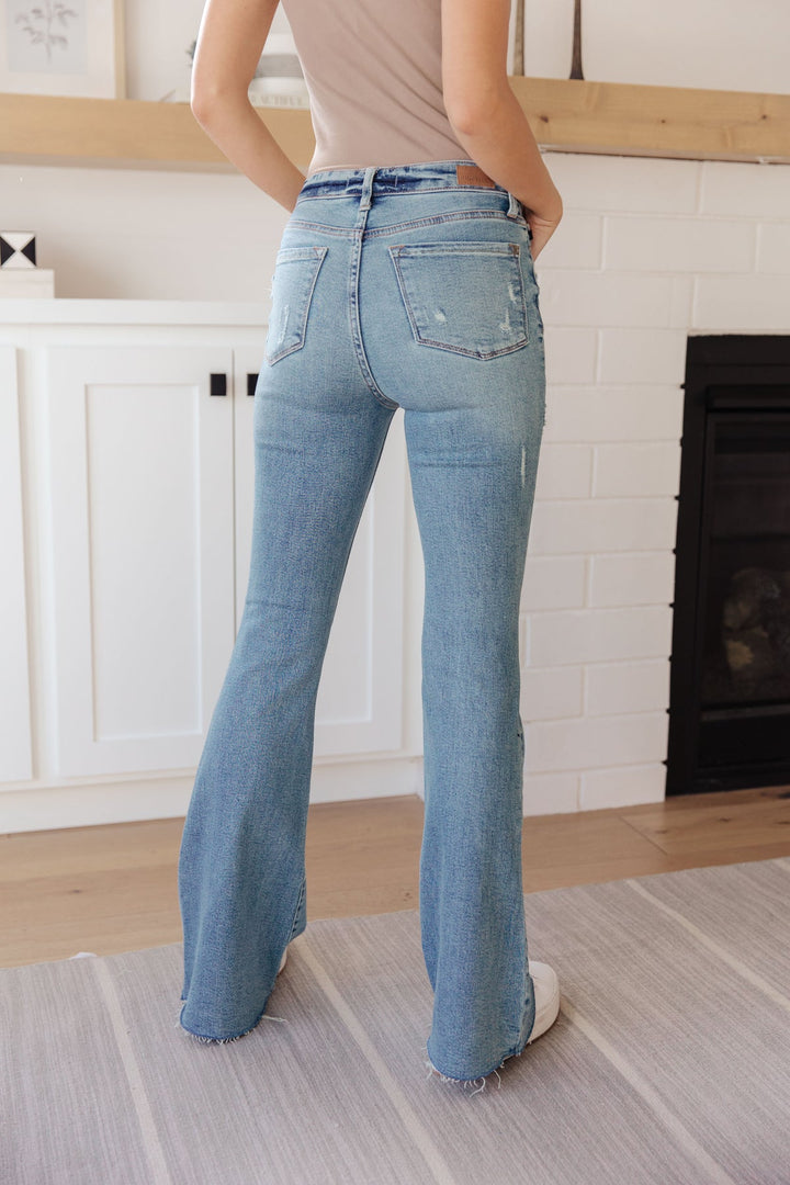 Judy Blue - Destroyed Flare Jeans - Inspired Eye Boutique