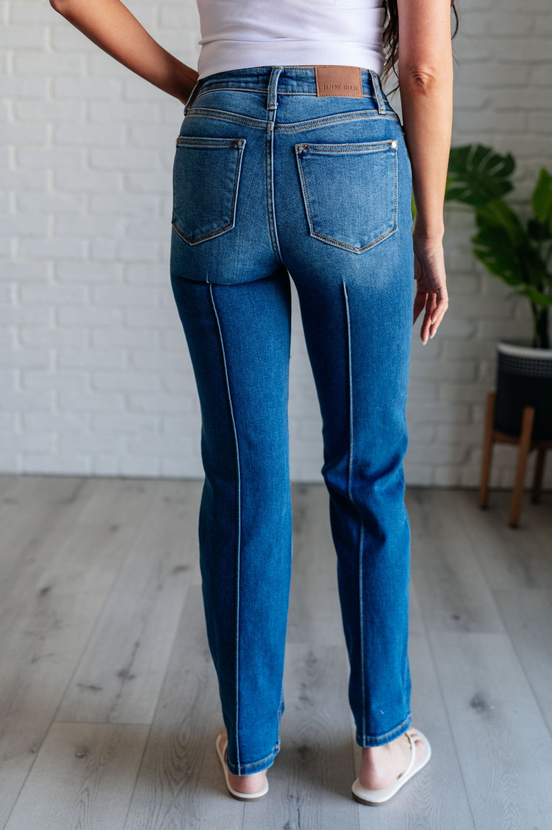 Judy Blue Front Seam Detail Cuffed Straight Jeans - Inspired Eye Boutique