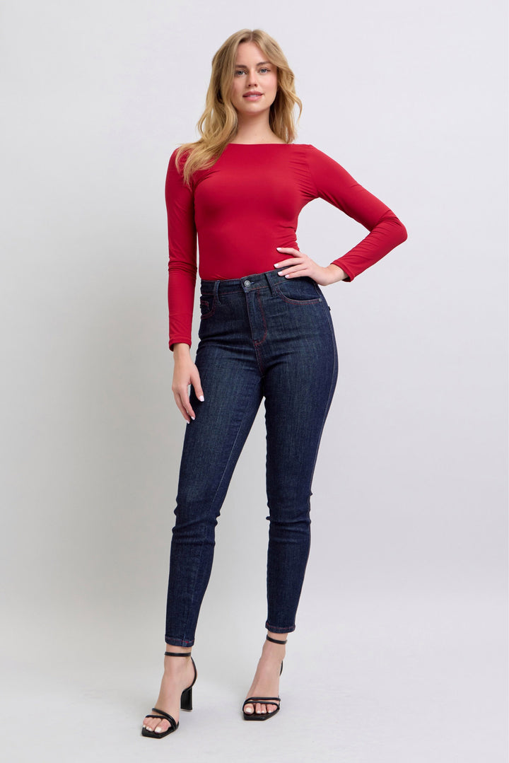 Judy Blue - Heart Shaped Back Pocket Skinny Jeans - Inspired Eye Boutique