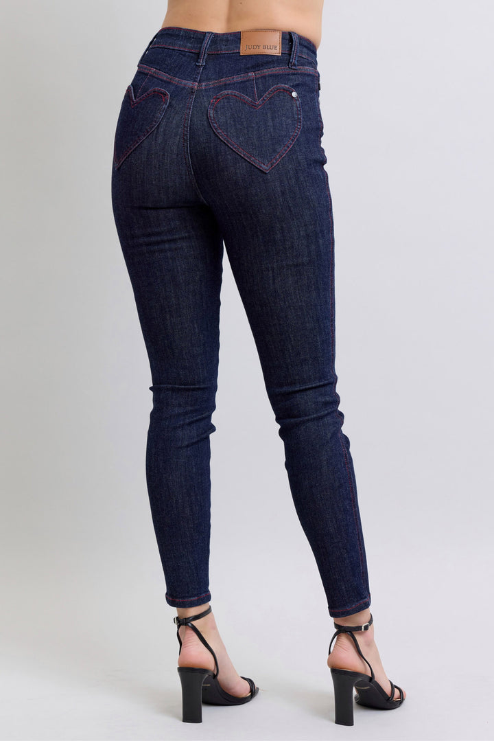 Judy Blue - Heart Shaped Back Pocket Skinny Jeans - Inspired Eye Boutique