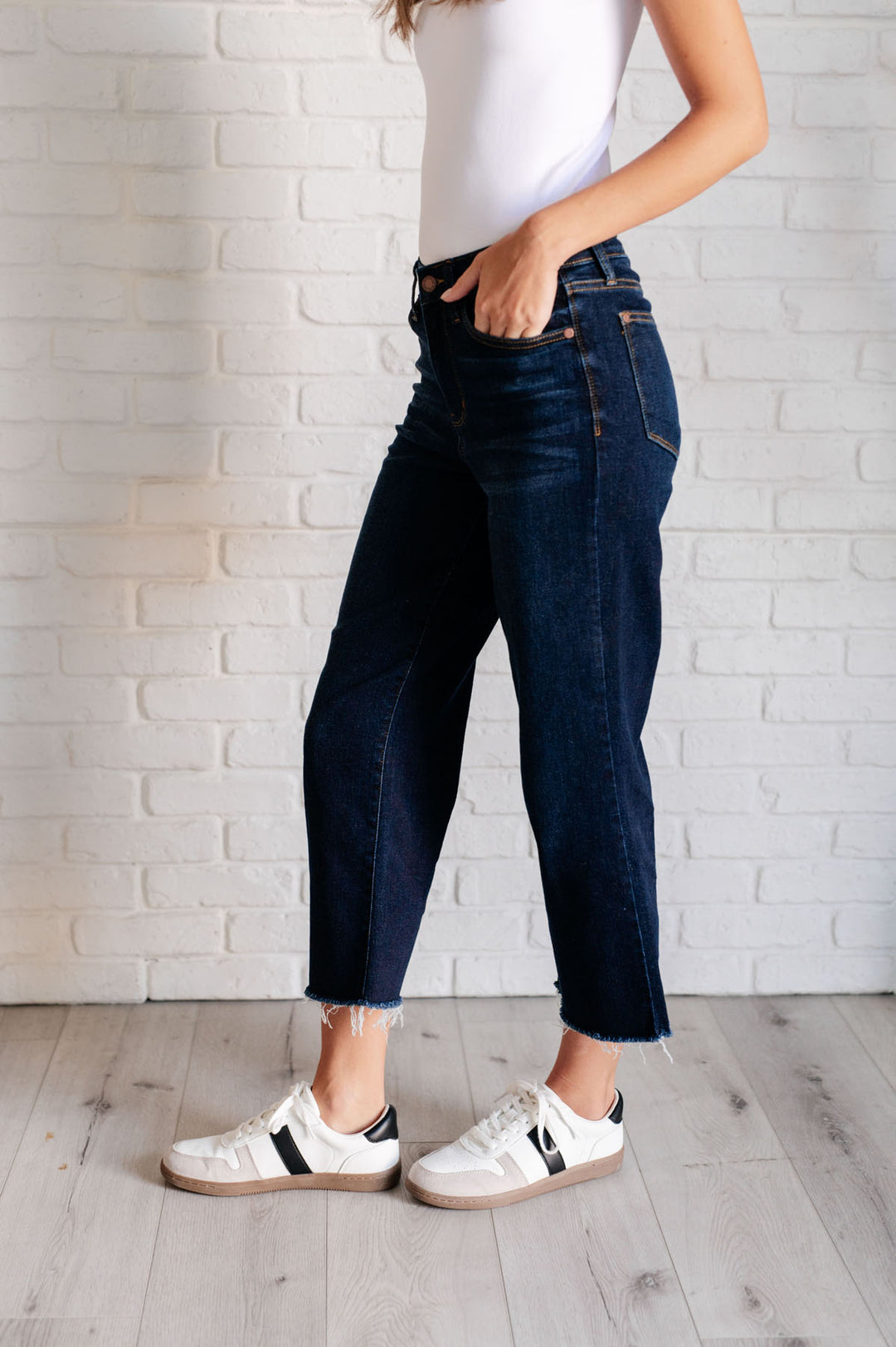 Judy Blue - High Rise Cropped Wide Leg Jeans - Dark Wash - Inspired Eye Boutique