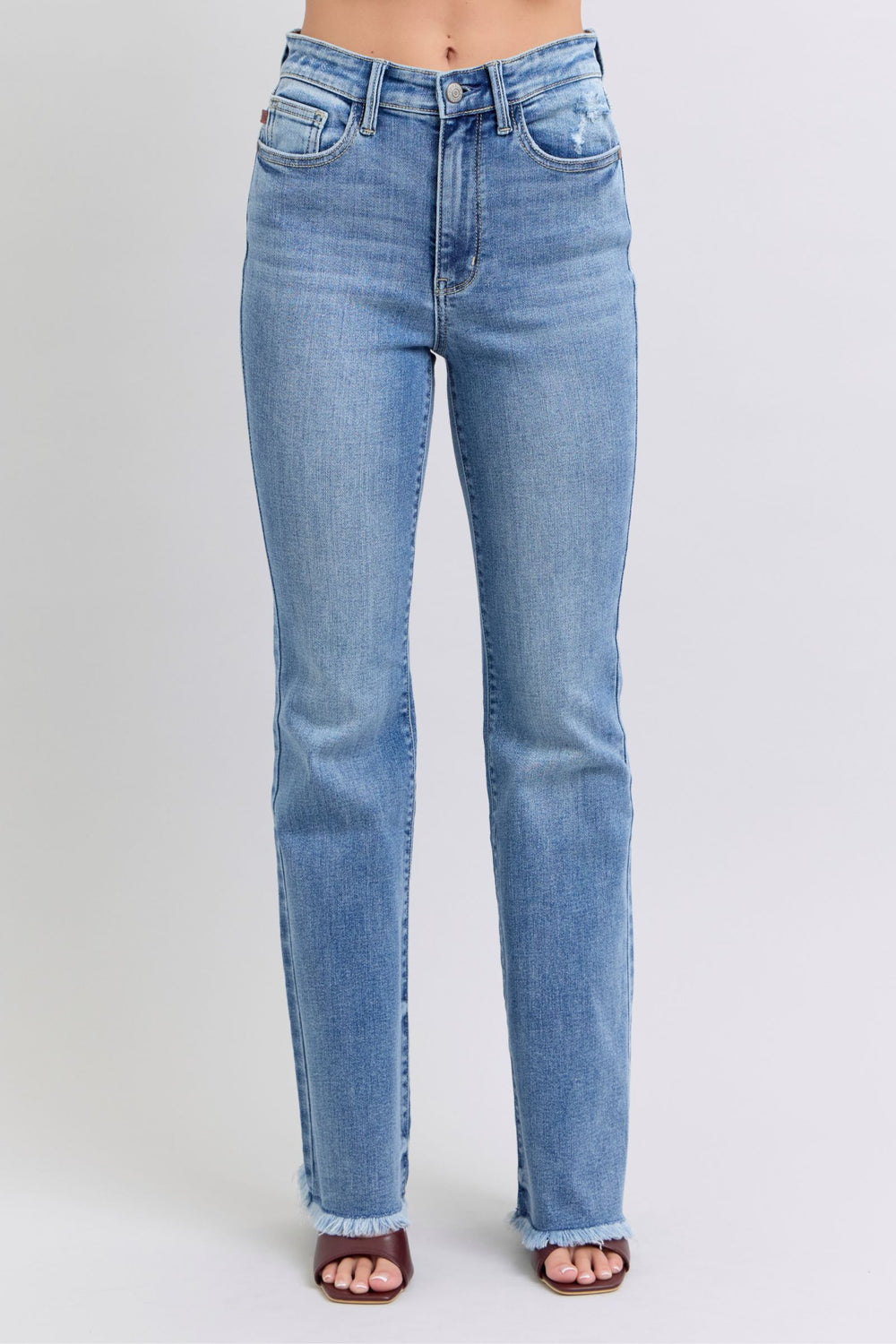 Judy Blue - High Rise Frayed Hem Bootcut Jeans - Inspired Eye Boutique