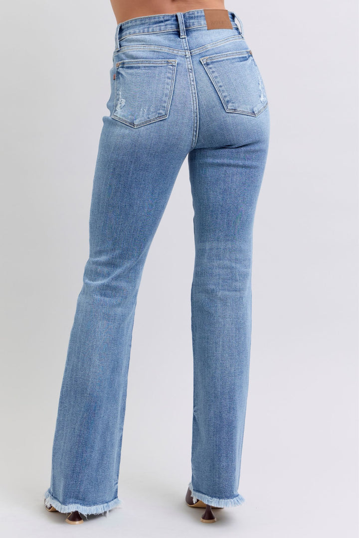 Judy Blue - High Rise Frayed Hem Bootcut Jeans - Inspired Eye Boutique