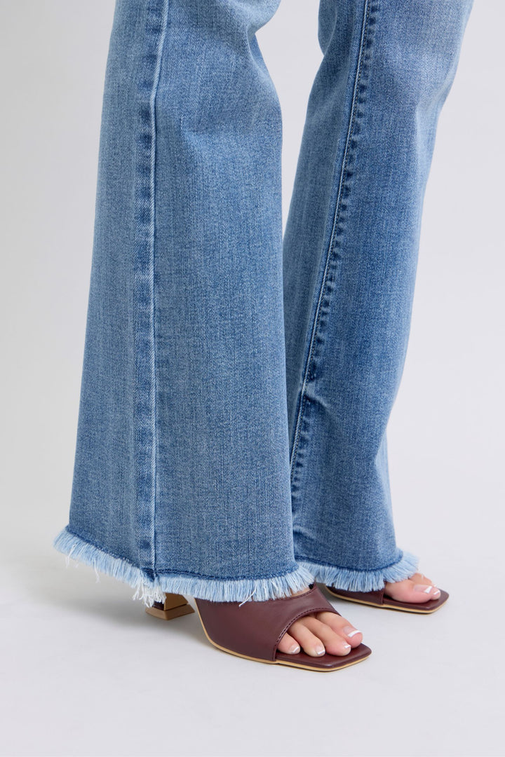 Judy Blue - High Rise Frayed Hem Bootcut Jeans - Inspired Eye Boutique