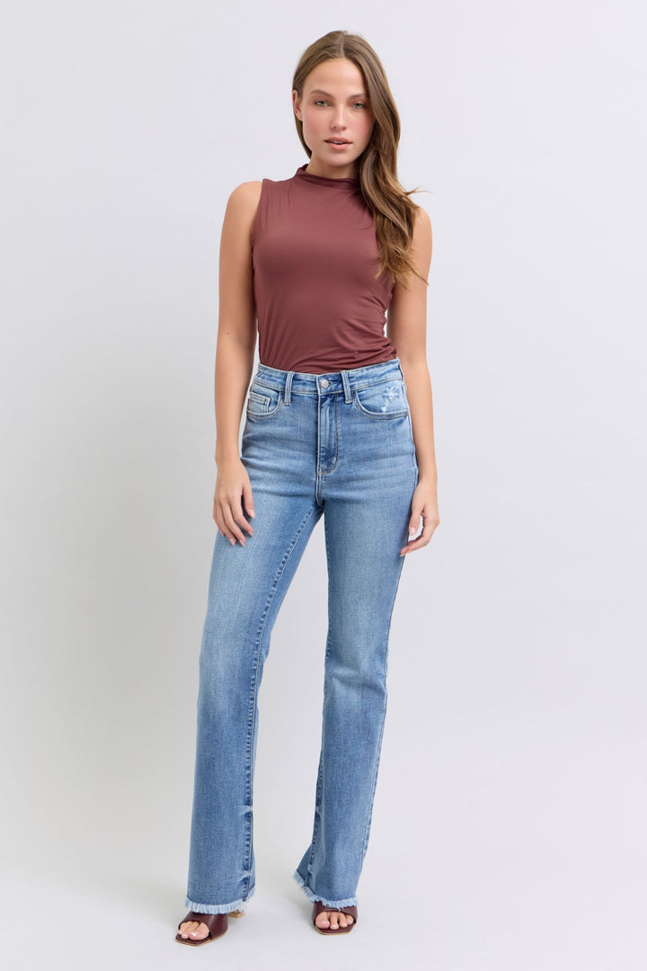 Judy Blue - High Rise Frayed Hem Bootcut Jeans - Inspired Eye Boutique