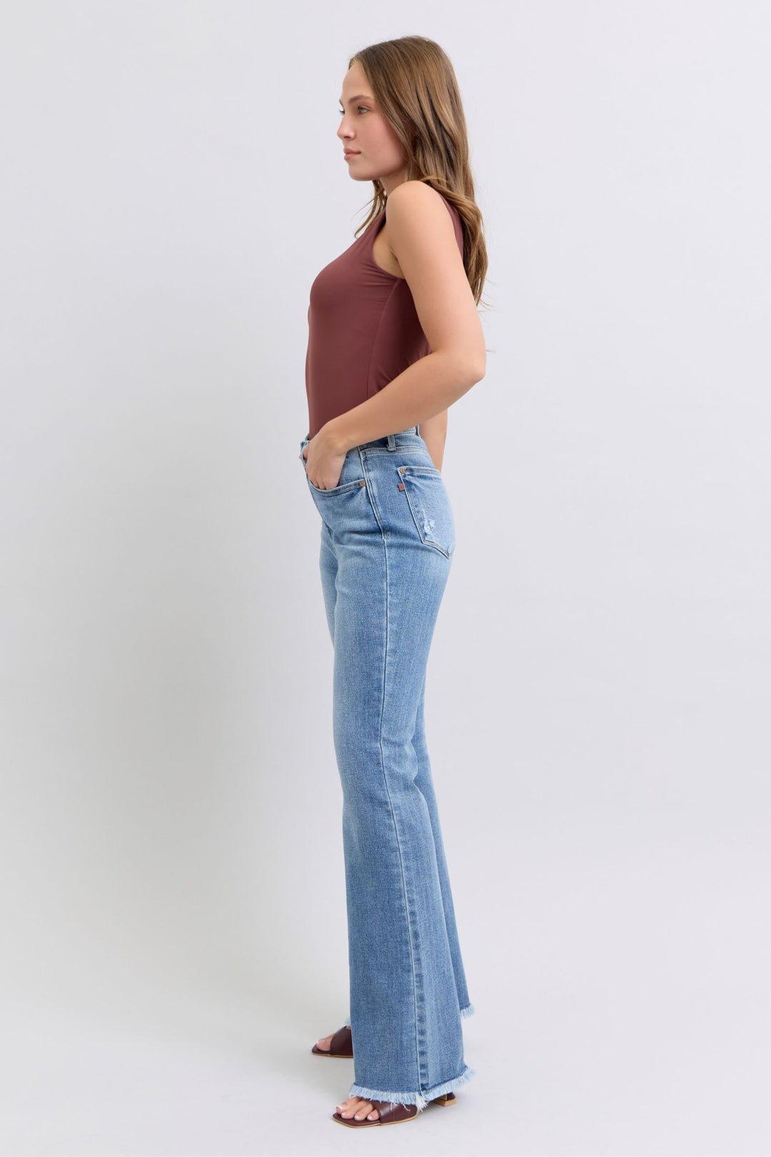 Judy Blue - High Rise Frayed Hem Bootcut Jeans - Inspired Eye Boutique