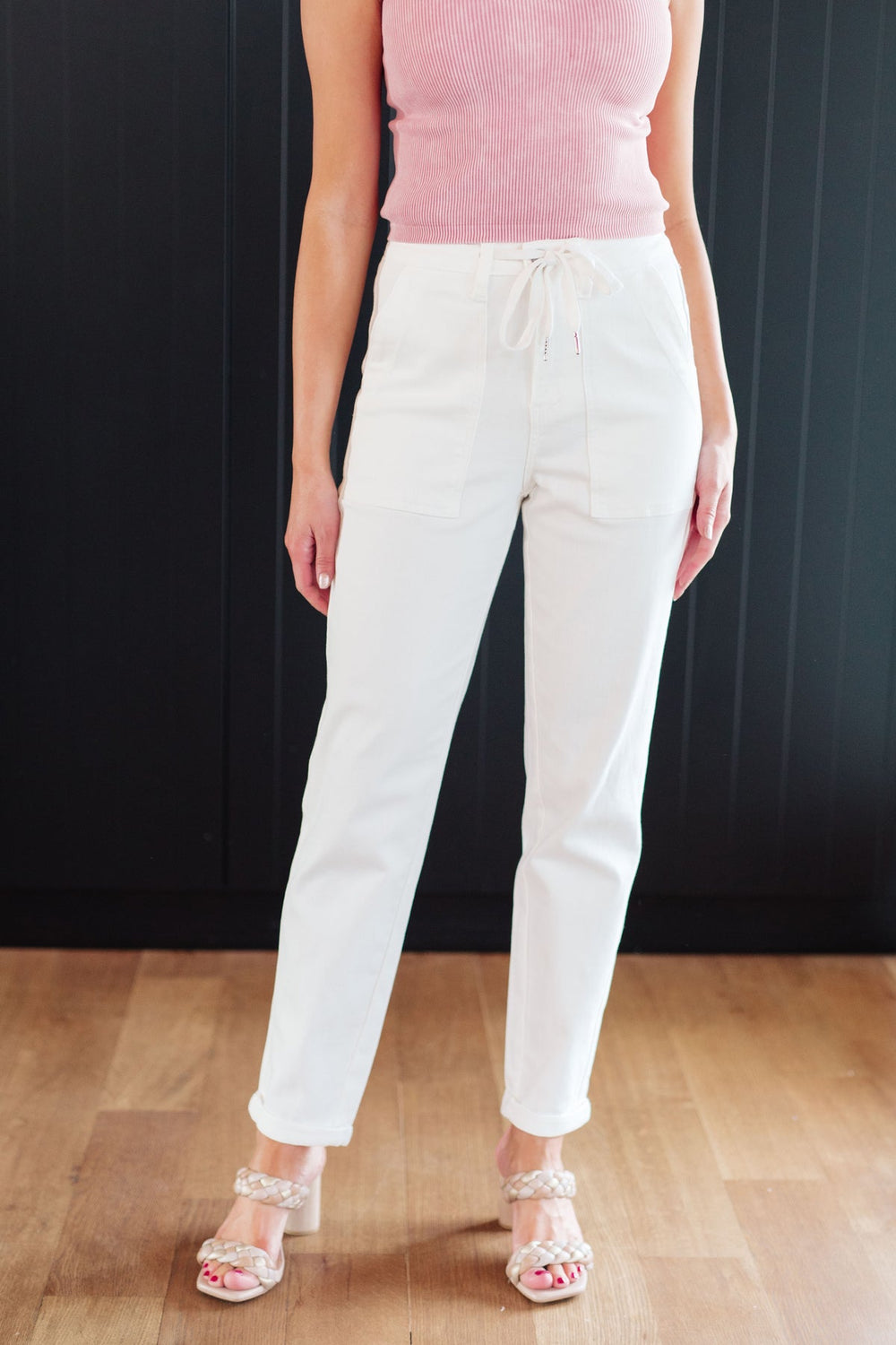 Judy Blue - High Rise Jogger - White - Inspired Eye Boutique