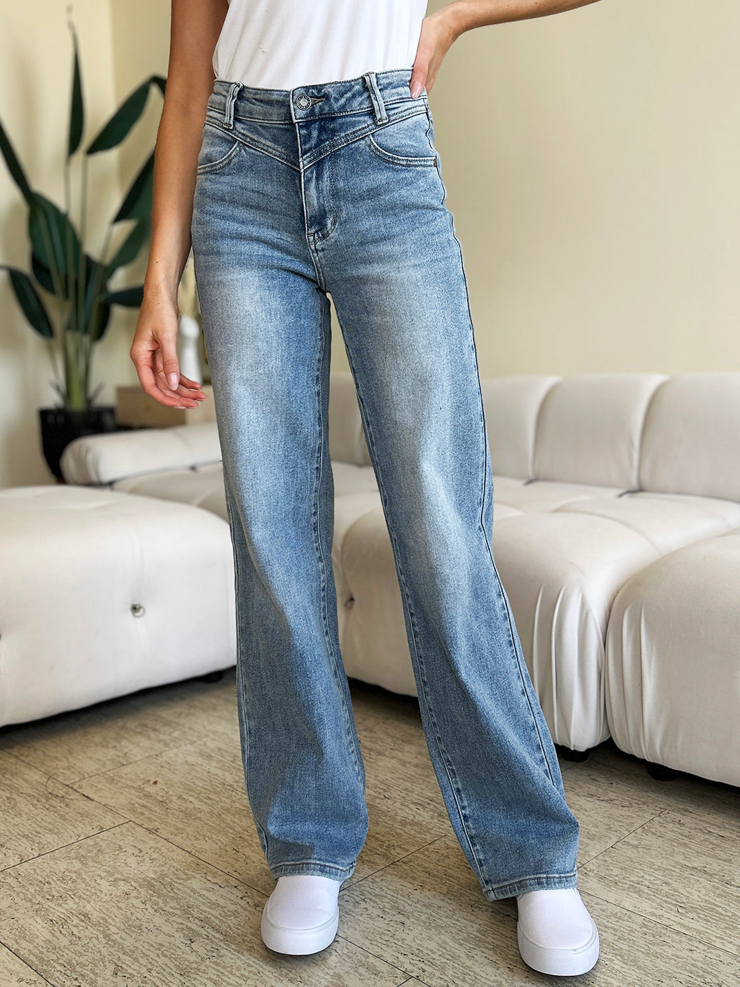 Judy Blue - High Rise Wide Leg Jeans - Front Yoke - Inspired Eye Boutique