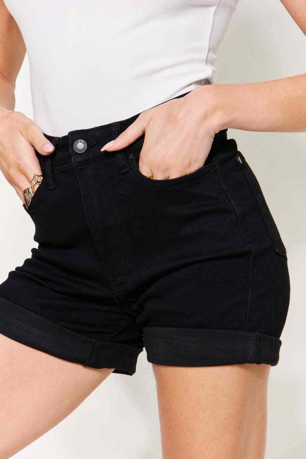 Judy Blue - High Waist Black Denim Shorts - Inspired Eye Boutique