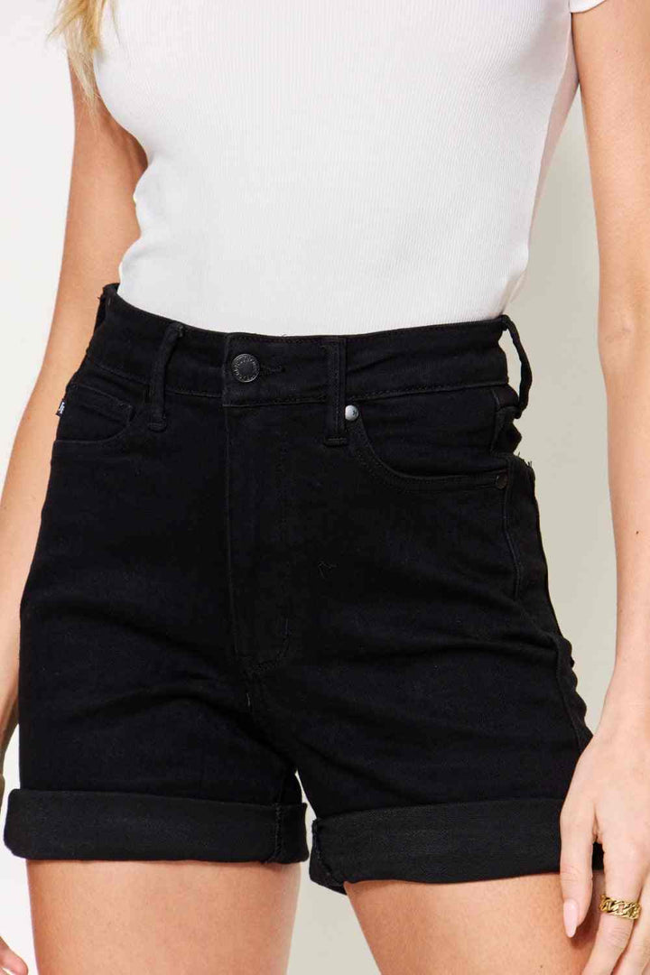 Judy Blue - High Waist Black Denim Shorts - Inspired Eye Boutique