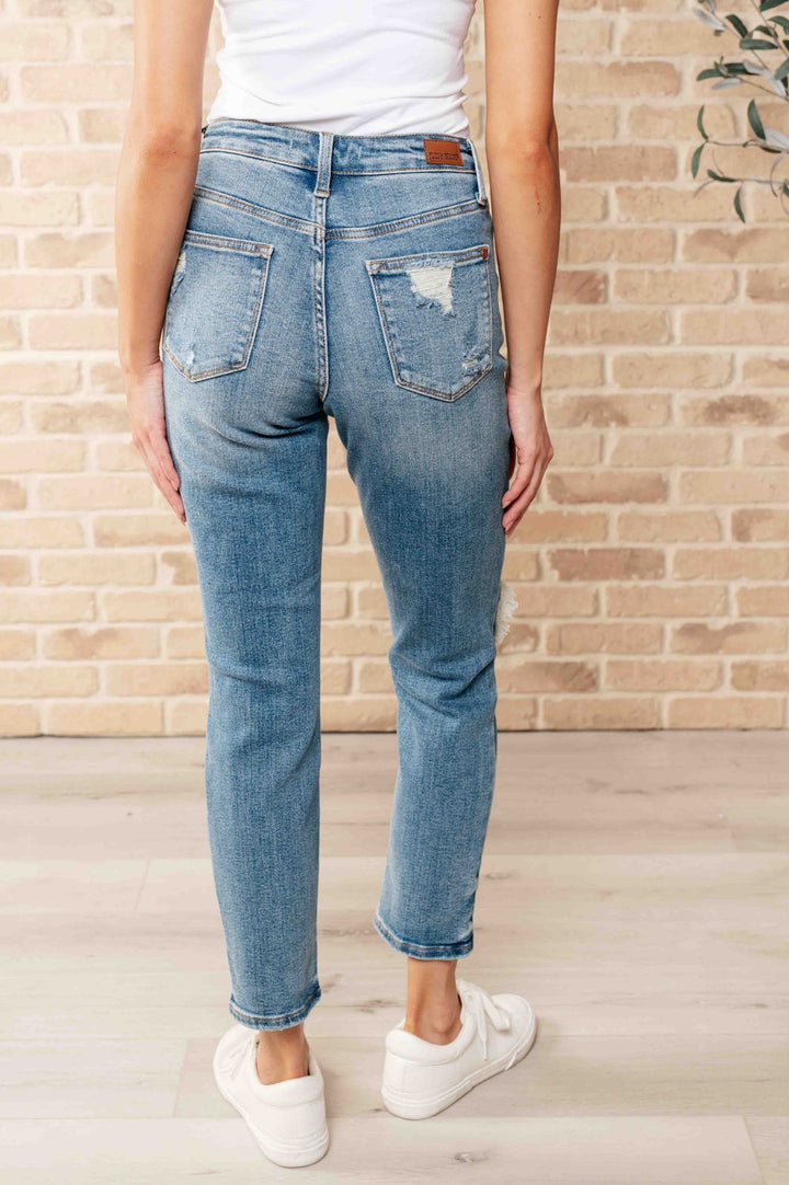 Judy Blue - High Waist Distressed Boyfriend Jeans - Inspired Eye Boutique