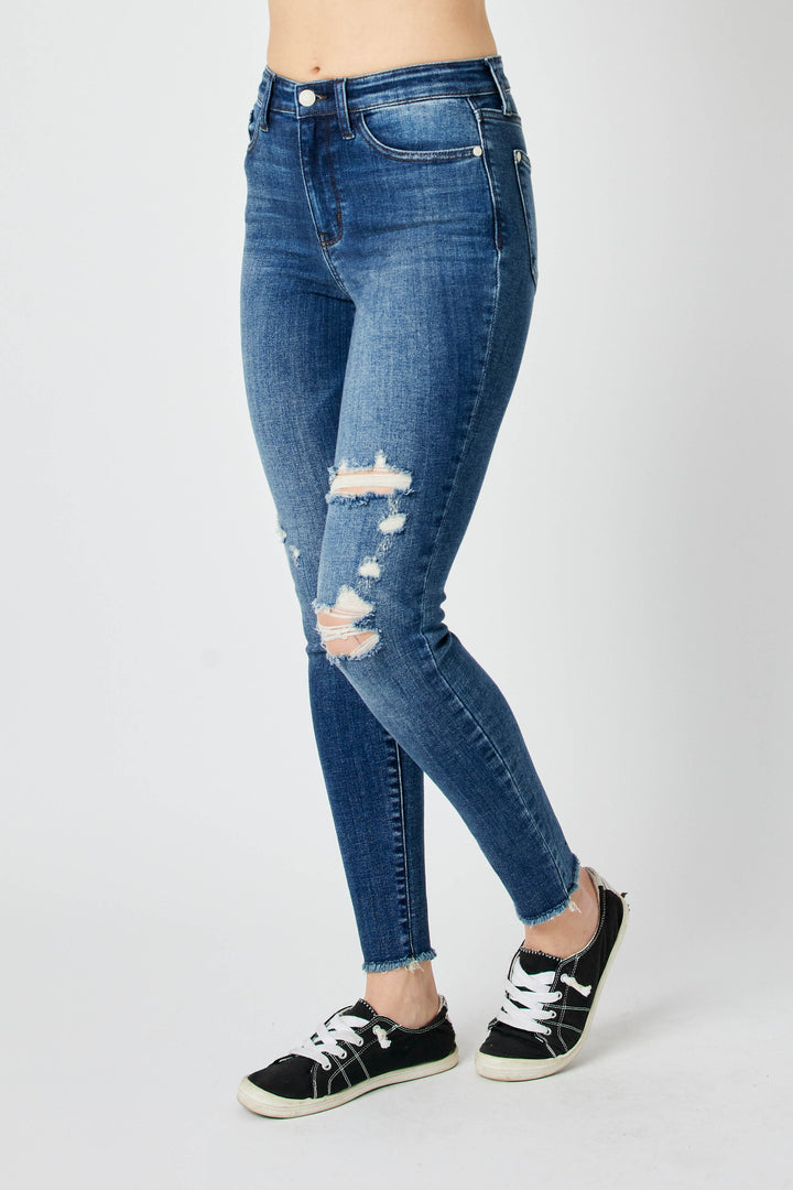 Judy Blue - High Waist Distressed Skinny Jeans - Inspired Eye Boutique