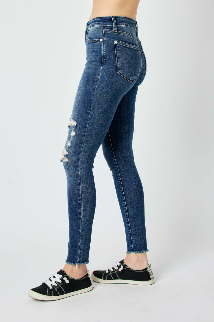 Judy Blue - High Waist Distressed Skinny Jeans - Inspired Eye Boutique