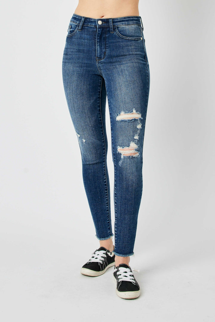 Judy Blue - High Waist Distressed Skinny Jeans - Inspired Eye Boutique