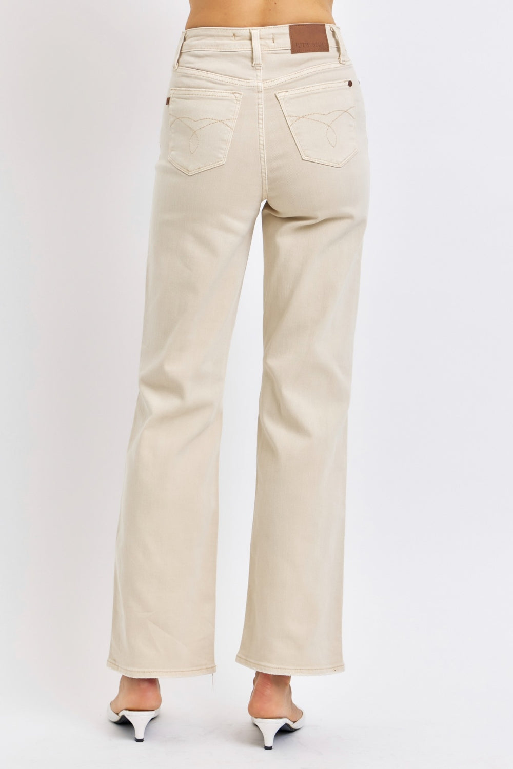 Judy Blue - High Waist Straight Leg Jeans - Bone - Inspired Eye Boutique