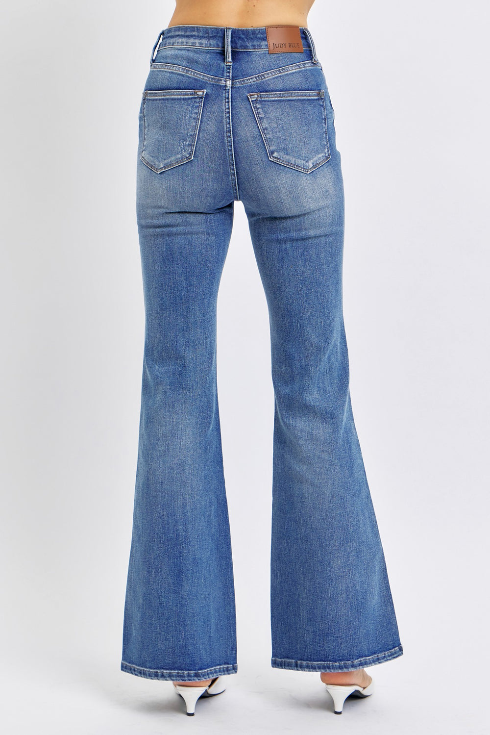 Judy Blue - High Waist Tummy Control Flare Jeans - Dark Wash - Inspired Eye Boutique