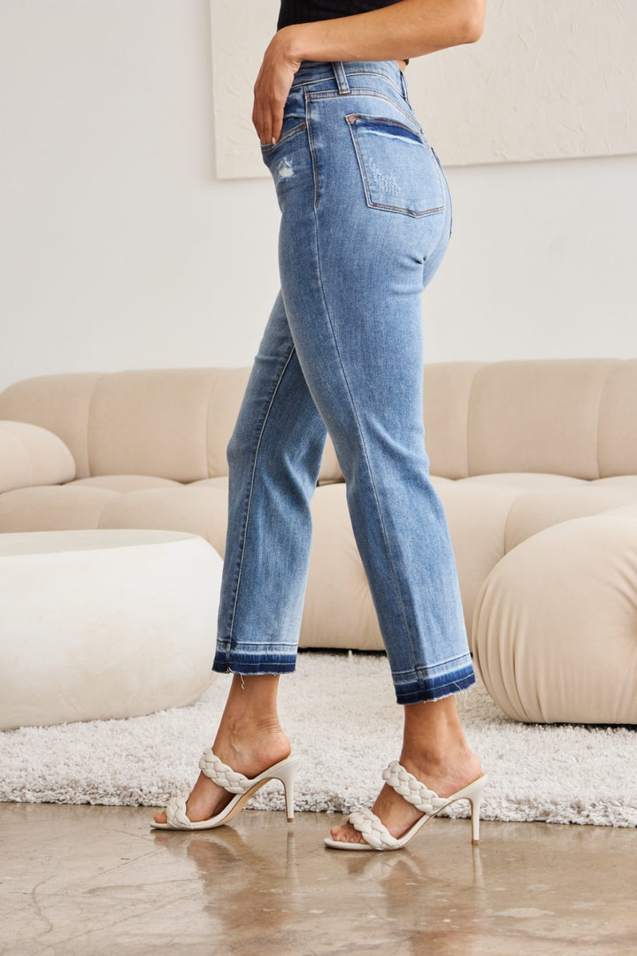 Judy Blue Mid-Rise Cropped Bootcut Jeans - Inspired Eye Boutique