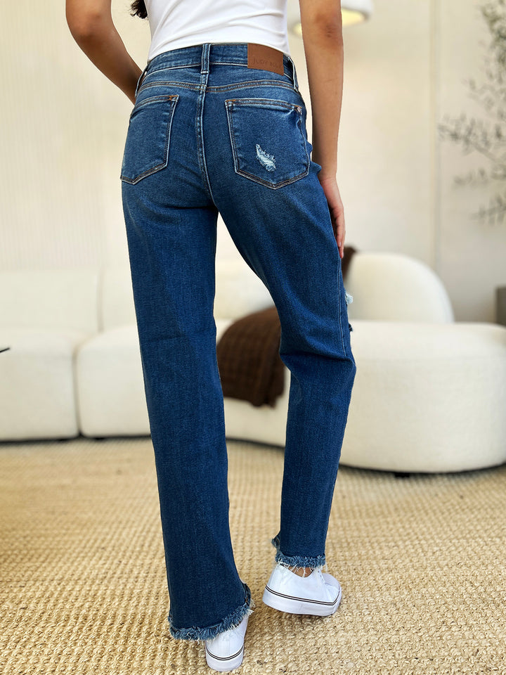 Judy Blue - Mid Rise Dad Jeans - Destroyed - Inspired Eye Boutique