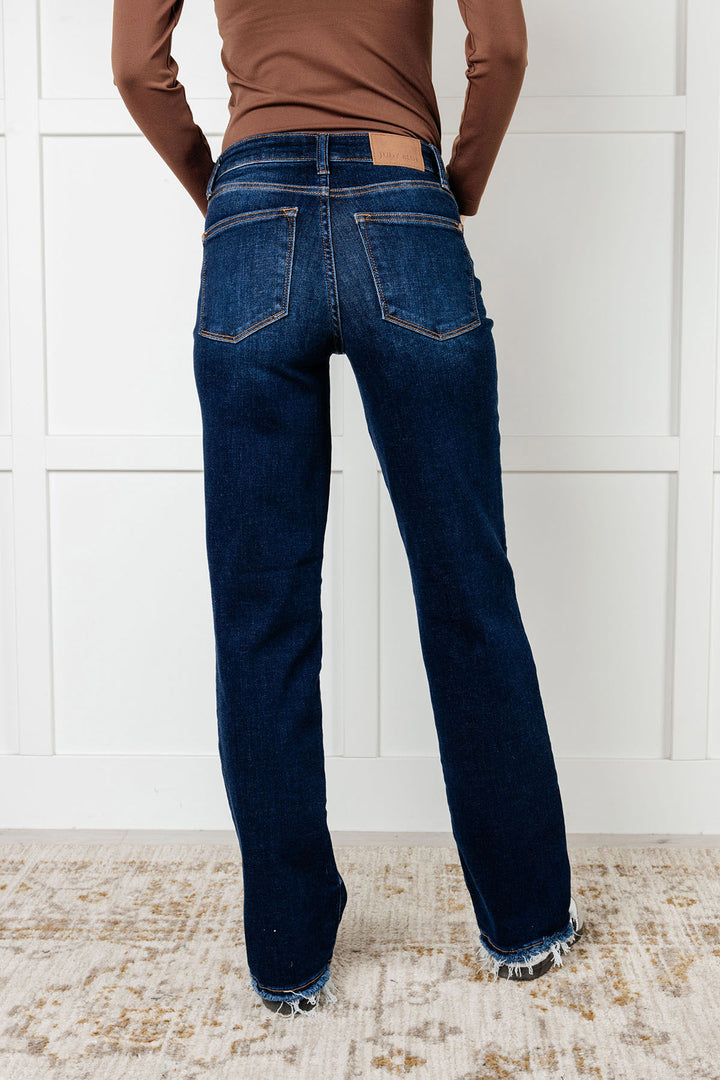 Judy Blue - Mid Rise Dark Wash Straight Leg Jeans - Inspired Eye Boutique