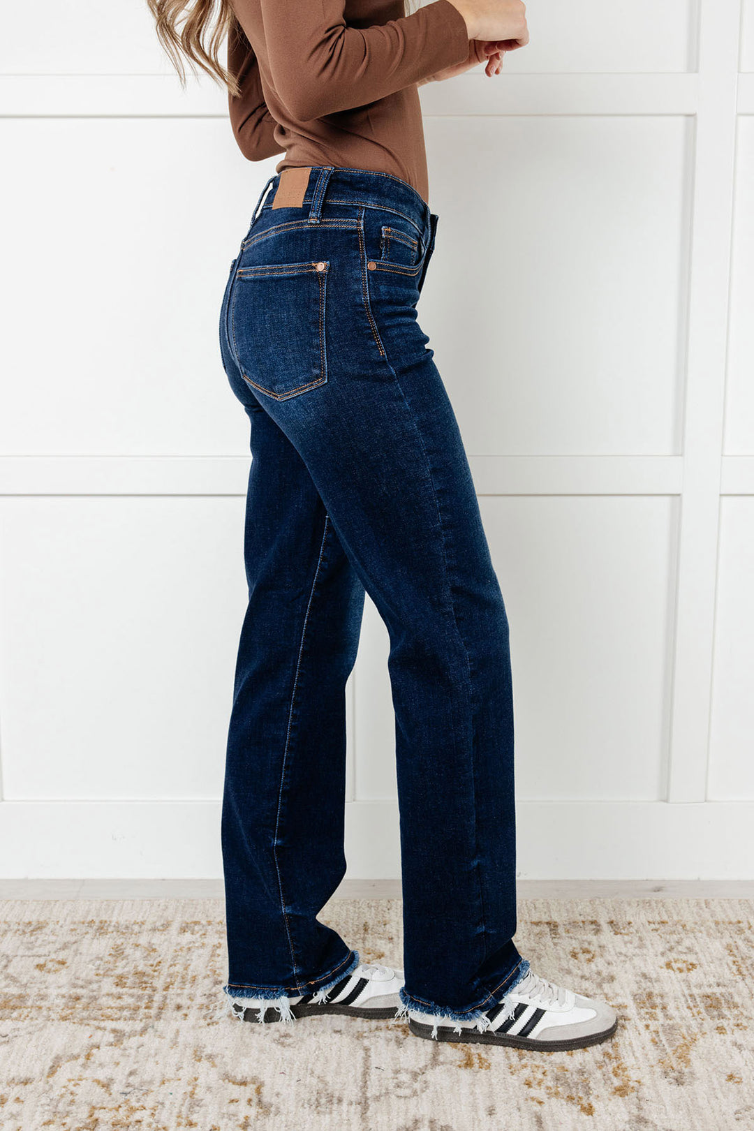 Judy Blue - Mid Rise Dark Wash Straight Leg Jeans - Inspired Eye Boutique