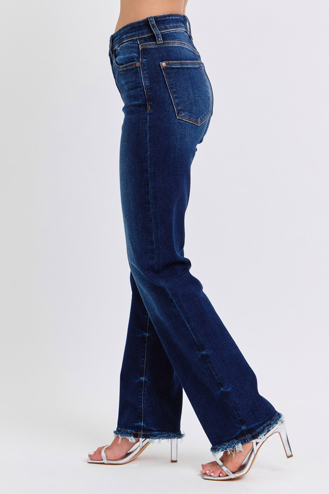 Judy Blue - Mid Rise Dark Wash Straight Leg Jeans - Inspired Eye Boutique