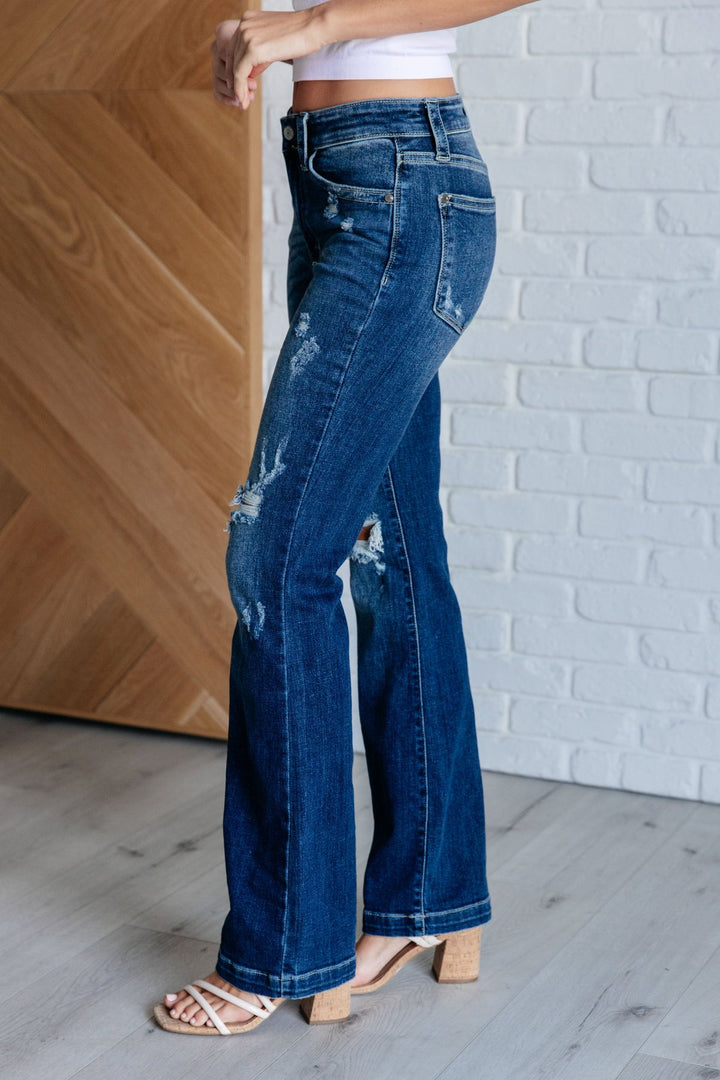 Judy Blue - Mid-Rise Distressed Bootcut Jeans - Inspired Eye Boutique