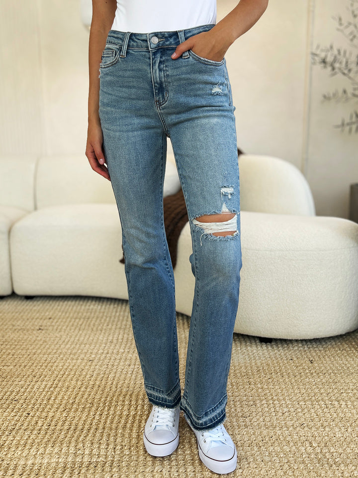 Judy Blue - Mid-Rise Released Hem Bootcut Jeans - Inspired Eye Boutique