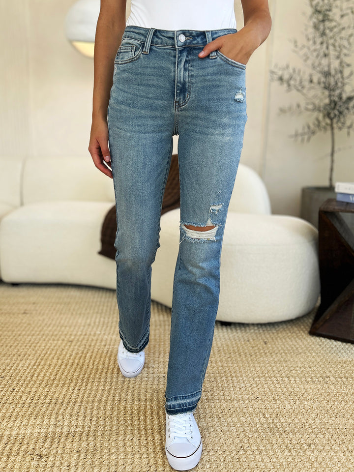 Judy Blue - Mid-Rise Released Hem Bootcut Jeans - Inspired Eye Boutique