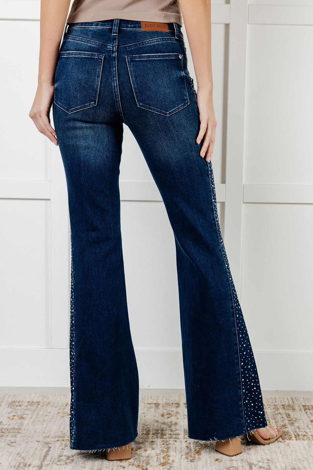 Judy Blue - Mid Rise Rhinestone Detail Flare Jeans - Inspired Eye Boutique