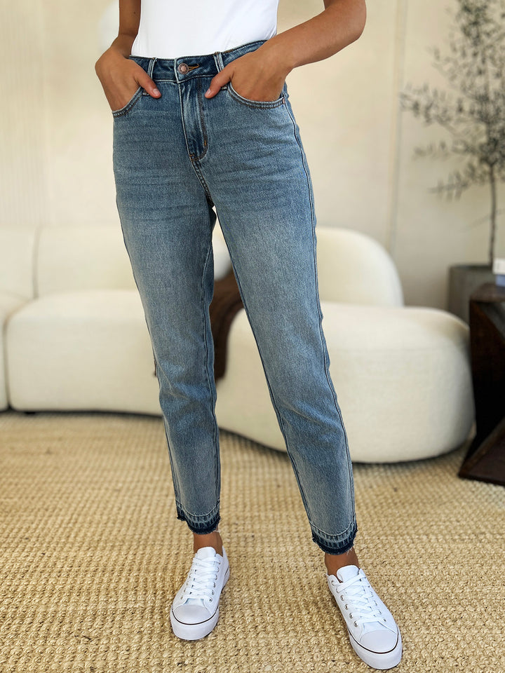 Judy Blue - Mid Rise Rigid Magic Boyfriend Jeans - Inspired Eye Boutique