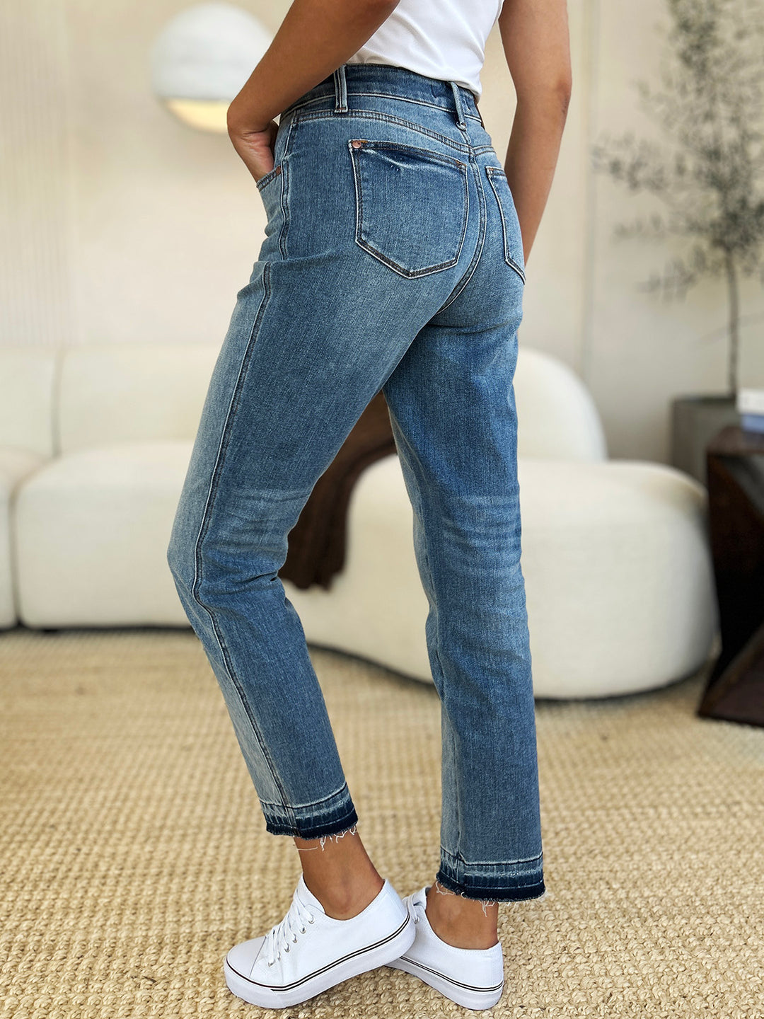 Judy Blue - Mid Rise Rigid Magic Boyfriend Jeans - Inspired Eye Boutique