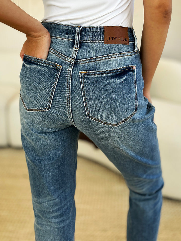 Judy Blue - Mid Rise Rigid Magic Boyfriend Jeans - Inspired Eye Boutique