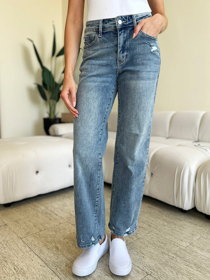 Judy Blue - Mid-Rise Straight Leg Jeans - Inspired Eye Boutique