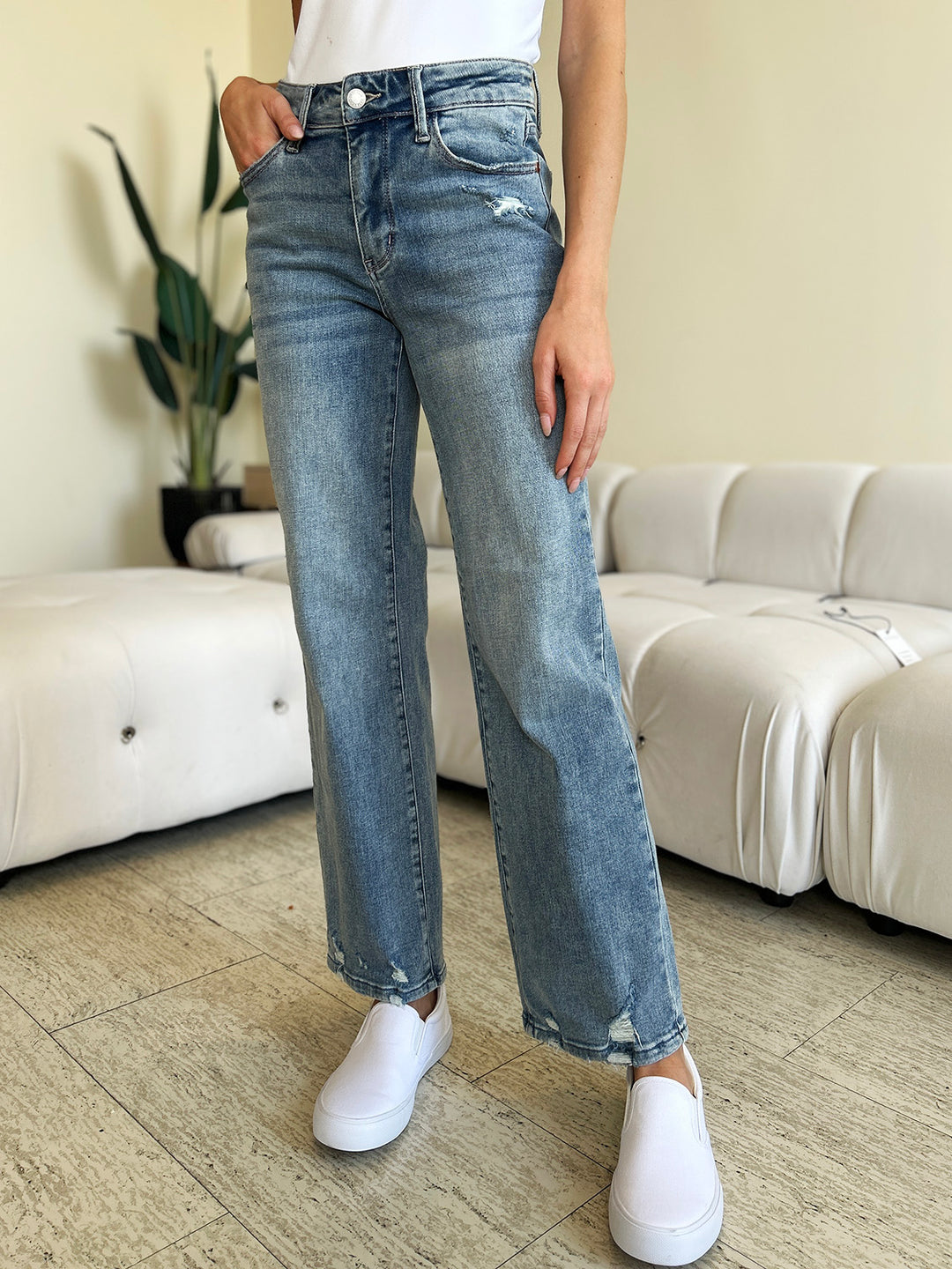 Judy Blue - Mid-Rise Straight Leg Jeans - Inspired Eye Boutique