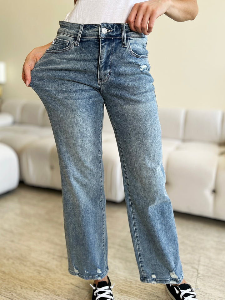 Judy Blue - Mid-Rise Straight Leg Jeans - Inspired Eye Boutique