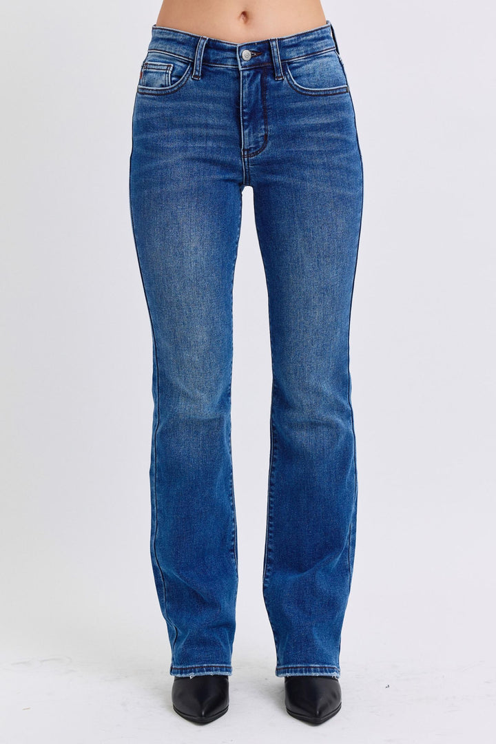 Judy Blue - Mid-Rise Thermal Bootcut Jeans - Inspired Eye Boutique