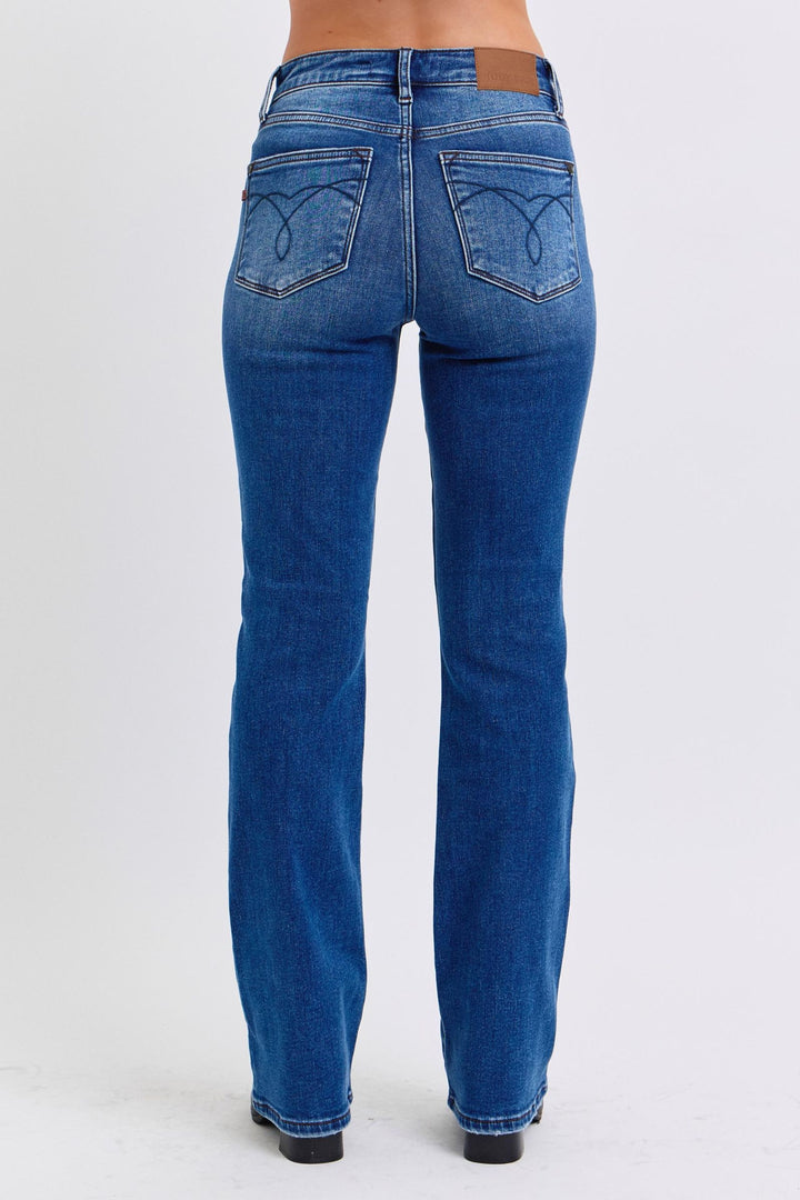 Judy Blue - Mid-Rise Thermal Bootcut Jeans - Inspired Eye Boutique