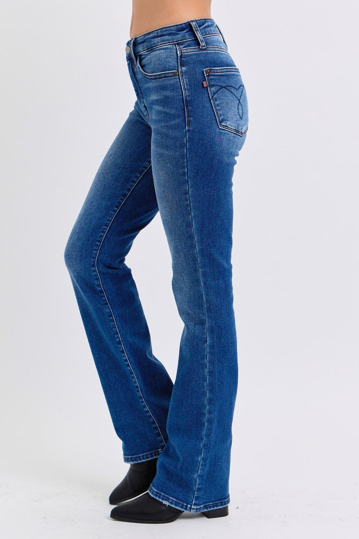 Judy Blue - Mid-Rise Thermal Bootcut Jeans - Inspired Eye Boutique