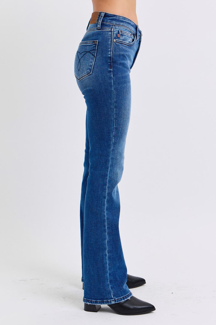 Judy Blue - Mid-Rise Thermal Bootcut Jeans - Inspired Eye Boutique