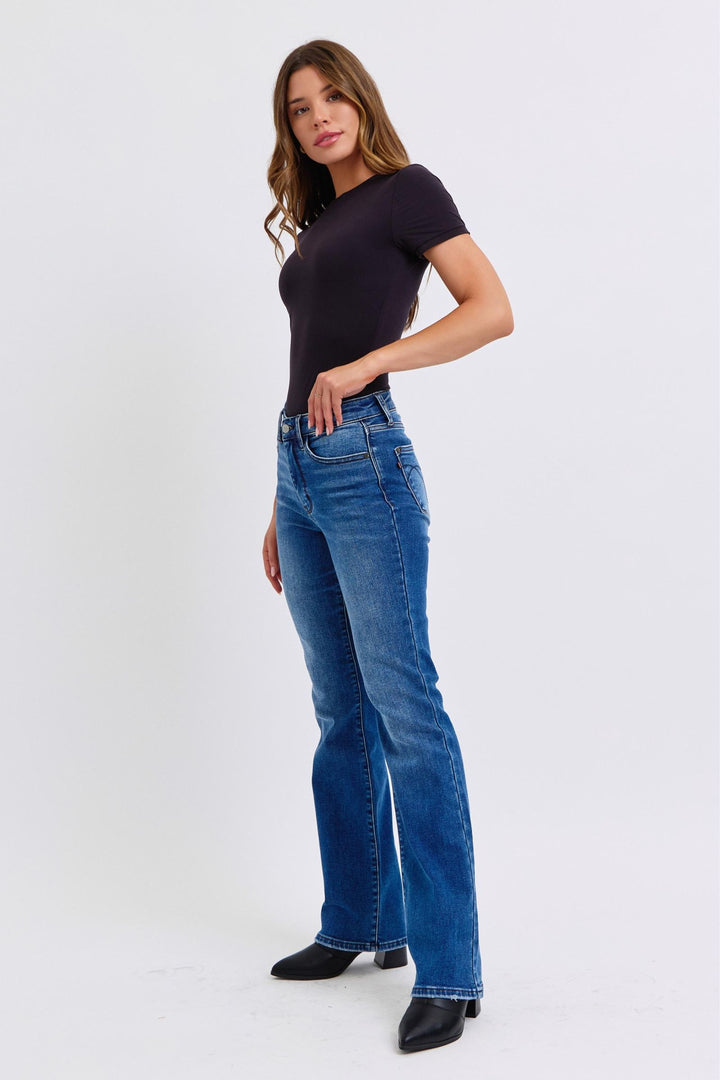 Judy Blue - Mid-Rise Thermal Bootcut Jeans - Inspired Eye Boutique