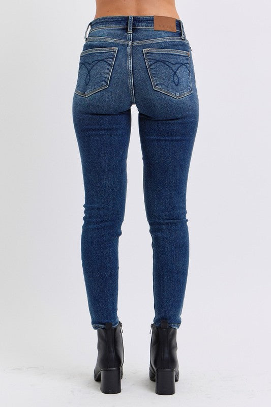 Judy Blue - Mid-Rise Thermal Skinny Jeans - Inspired Eye Boutique