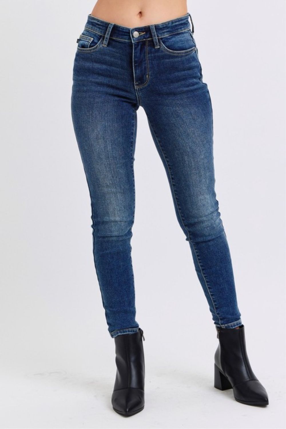 Judy Blue - Mid-Rise Thermal Skinny Jeans - Inspired Eye Boutique