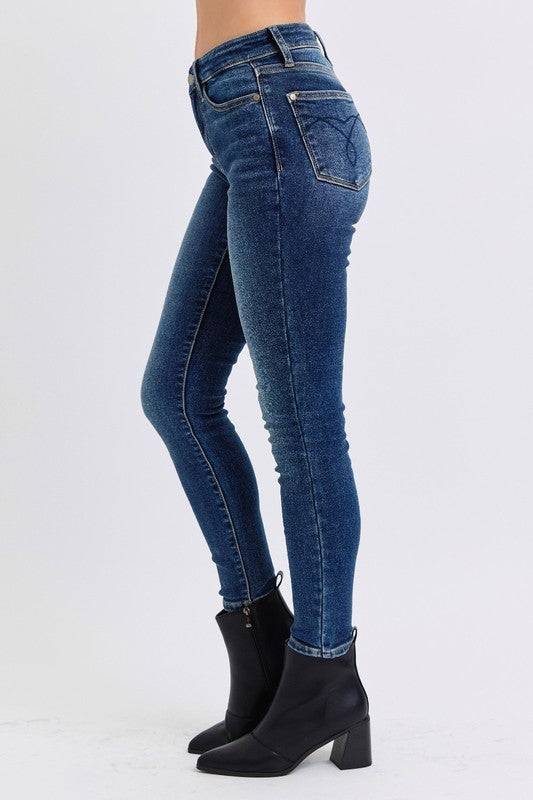 Judy Blue - Mid-Rise Thermal Skinny Jeans - Inspired Eye Boutique