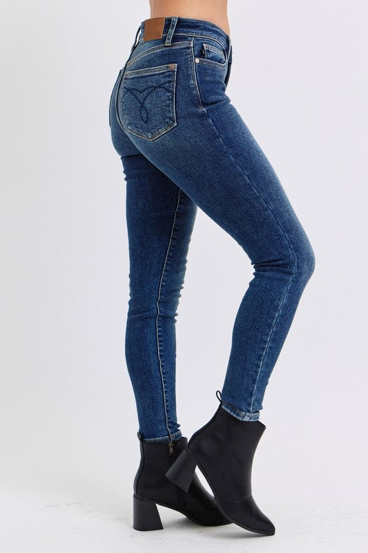 Judy Blue - Mid-Rise Thermal Skinny Jeans - Inspired Eye Boutique