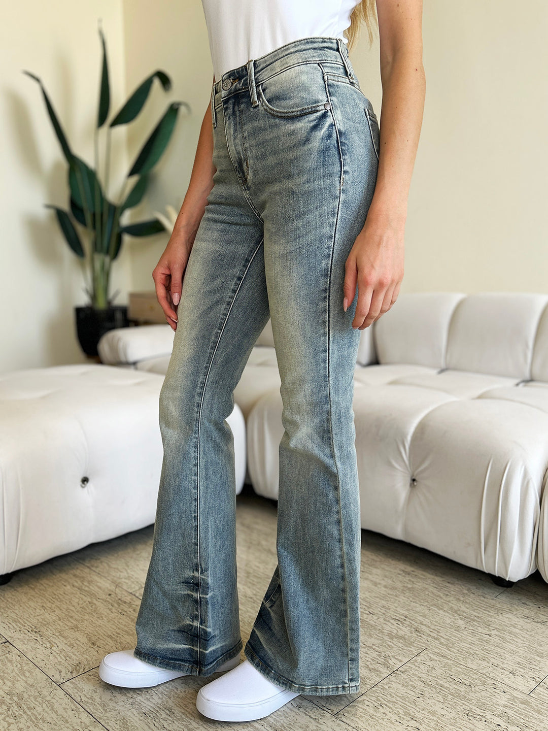 Judy Blue - Mid-Rise Tinted Flare Jeans - Inspired Eye Boutique