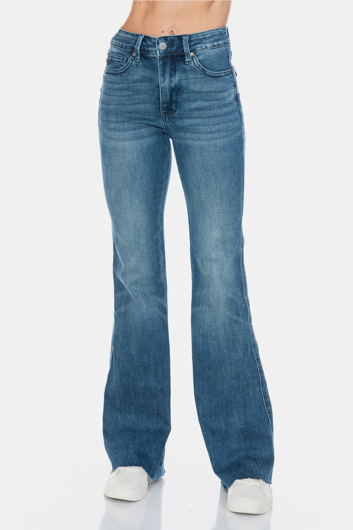 Judy Blue - Mid-Rise Tummy Control Flare Denim Jeans - Inspired Eye Boutique