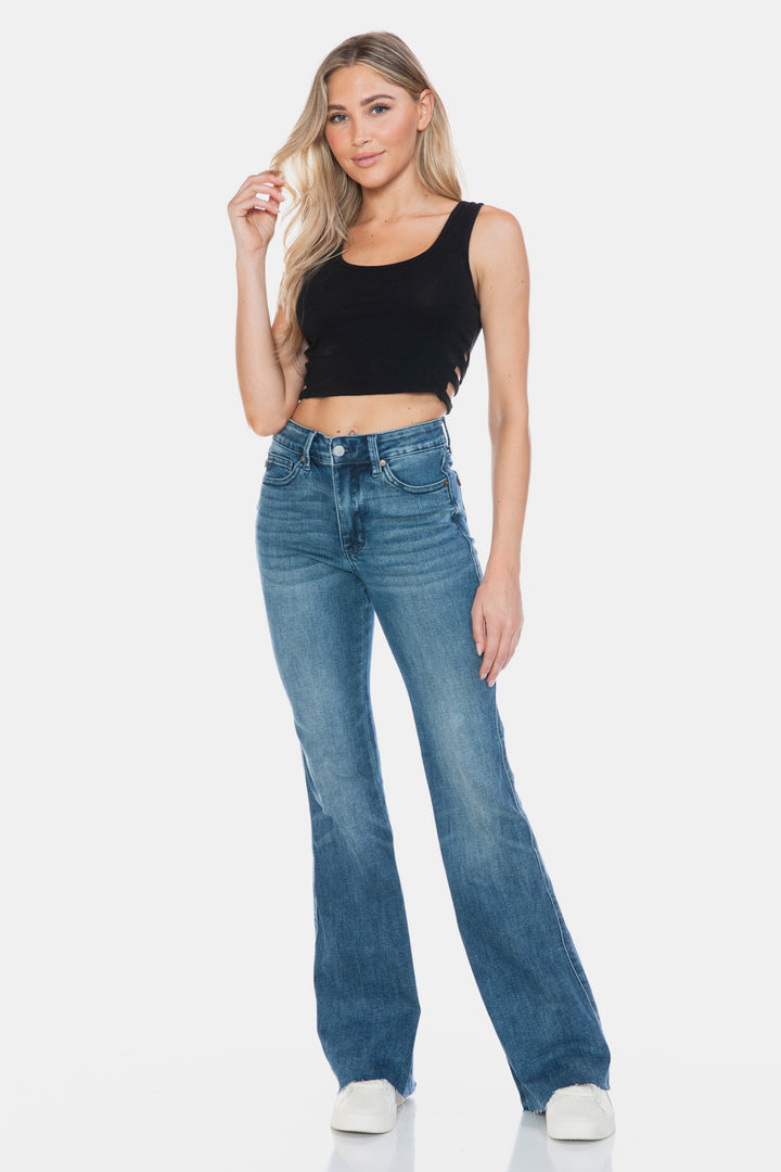 Judy Blue - Mid-Rise Tummy Control Flare Denim Jeans - Inspired Eye Boutique